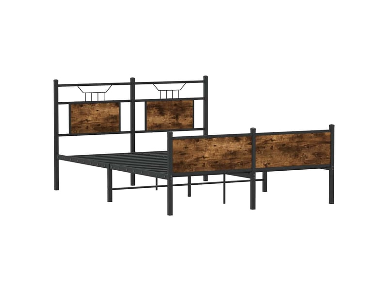  Lit double- lit adulte -  cadre de lit sans matelas chêne fumé 140x200 cm bois ingénierie  - Conforama B