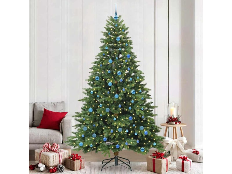  Sapin de noël artificiel, arbre de noël avec 300 led vert 240 cm pe et pvc shl7609  - Conforama B