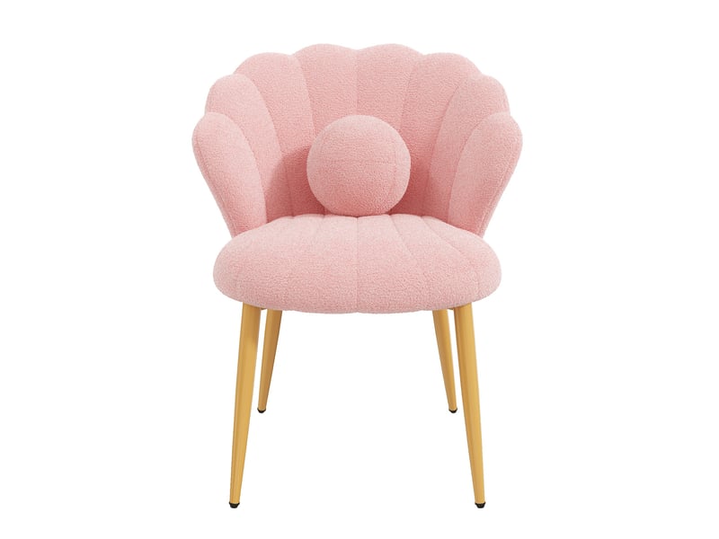  Lot de 2 chaises de salle à manger 60 x 62,5 x 83 cm roses, tissu peluche, pieds métalliques dorés  - Conforama D