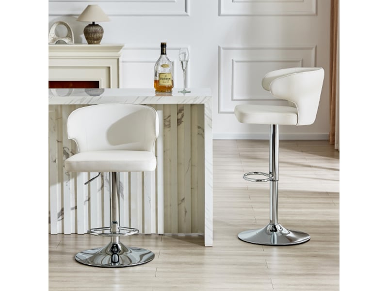  Lot de 2 tabourets de bar réglables en hauteur – dossier – 360° rotation – socle lourd – repose-pieds – moderne  - Conforama B