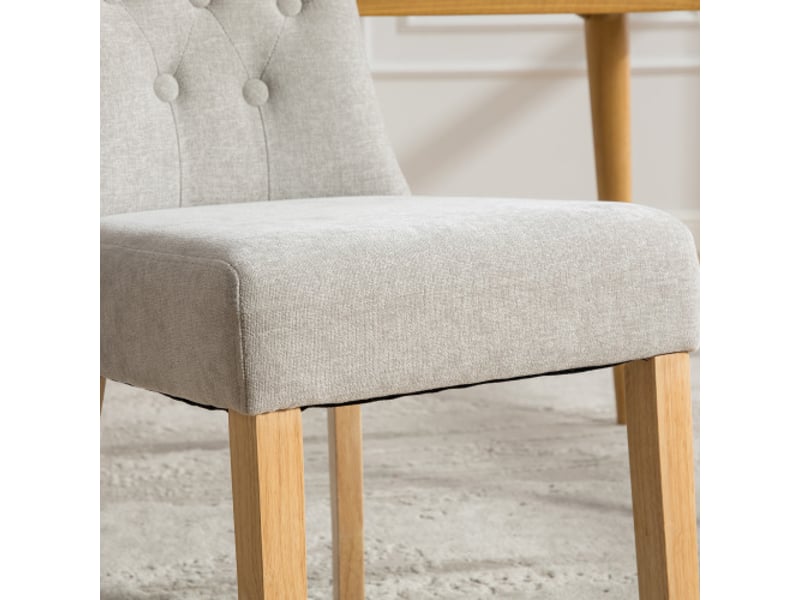  Chaises de salle à manger modernes rembourrées, pieds bois massif, chenille gris, rivets décoratifs – lot de 2  - Conforama E