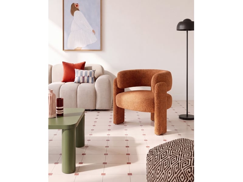 Fauteuil burea tissu chenille orange - Conforama B