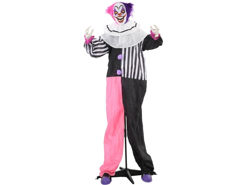  Décoration clown halloween animée 60x18x173 cm rire métal rose et noir  - Conforama A