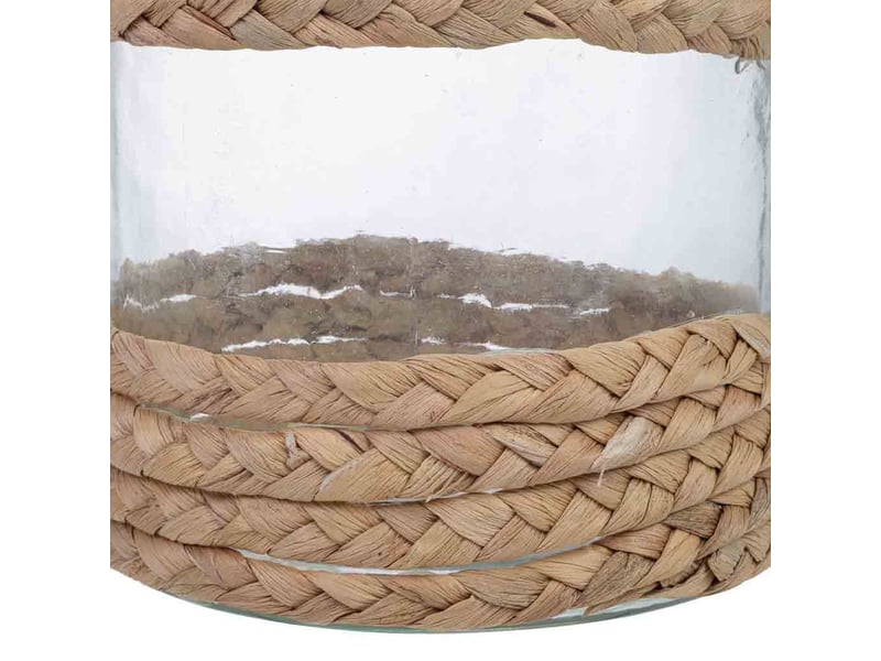 Bougeoir en verre recouvert de fibres naturelles marron d14.5x15h cm  - Conforama E