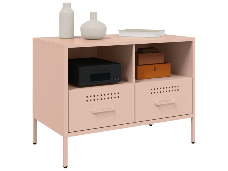  Meuble tv - banc tv - meuble de rangement rose 68x39x50,5 cm acier  - Conforama D