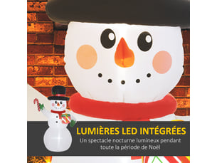 Bonhomme de neige gonflable de noël de 180 cm avec lumières led, intérieur et extérieur, matériel fixation et souffleur