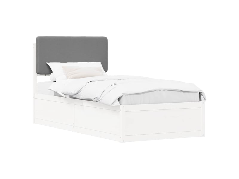  Lit simple- lit adulte -  cadre de lit avec tête de lit rembourrée gris clair 80 x 200 cm  - Conforama A