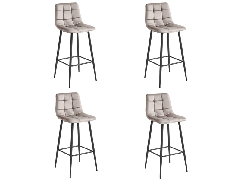  Tabouret de bar - leobert - arceto - velours beige foncépieds noirs - 43,5 x 49 x 104 cm - lot de 4  - Conforama A