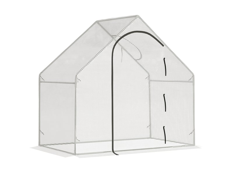 Serre de jardin 180x100x168 cm porte enroulable métal blanche  - Conforama A