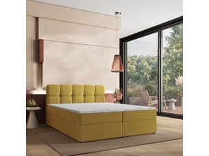Lit avec rangement 140x200 cm <strong>MASSENO</strong> <strong></strong> coloris jaune