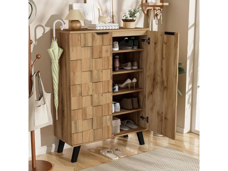  Meuble à chaussures moderne avec 5 compartiments - dimensions : 80,5 x 35 x 109,5 cm - étagères réglables  - Conforama B