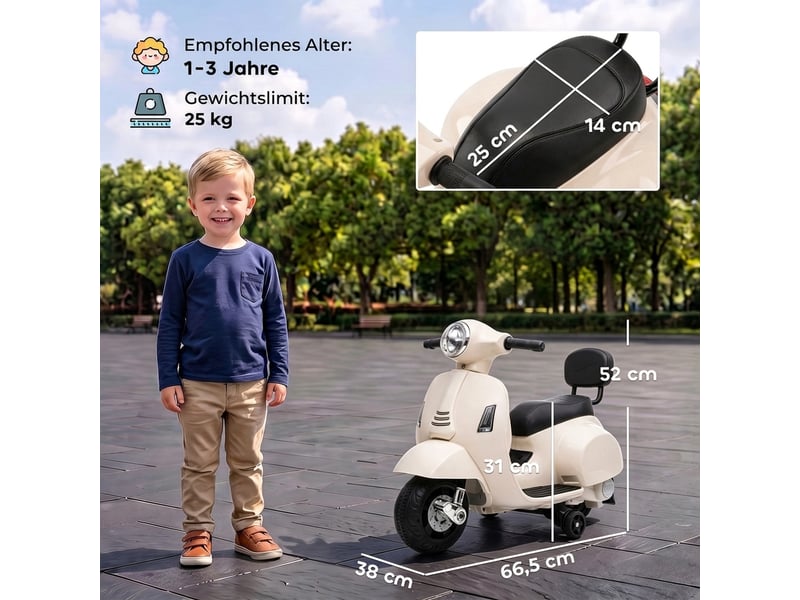  Mini vespa gts 6v pour enfants, moto électrique blanche  - Conforama E