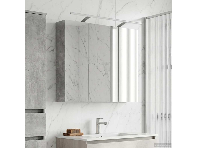 Amoire de salle de bain, meuble de salle de bain avec miroir gris béton shl3441 - Conforama D