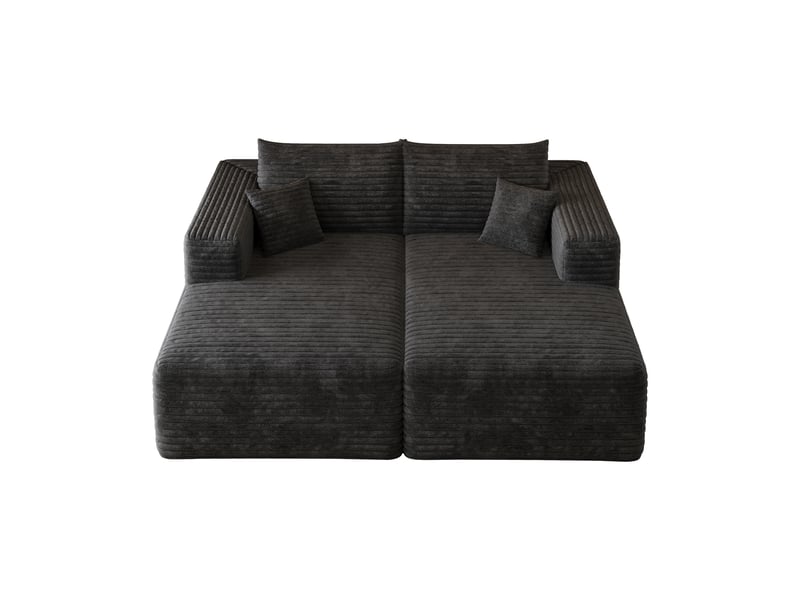  Canapé convertible, canapé-lit, en velours tricoté, noir, sans structure, 180 x 151 cm, design moderne  - Conforama B