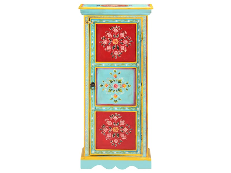  Buffet, meuble de rangement salon peint à la main 40x30x90 cm bois de manguier solide  - Conforama C