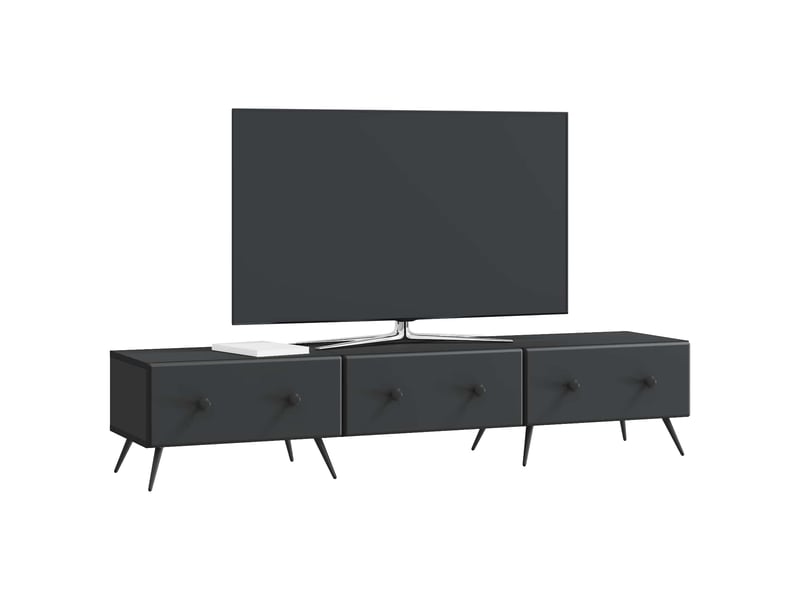  Meuble tv - banc tv - meuble de rangement avec tiroir noir 147 x 34,5 x 30 cm bois d'ingénierie  - Conforama C