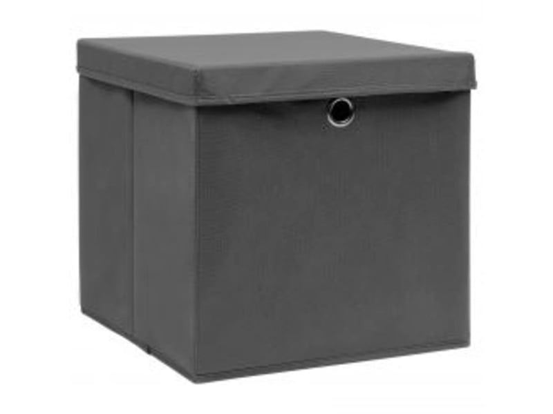  Boîtes de rangement avec couvercles 10 pcs 28x28x28 cm gris  - Conforama A