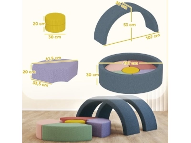  Set de 7 blocs de construction souples 107x107x30 cm multicolore  - Conforama D