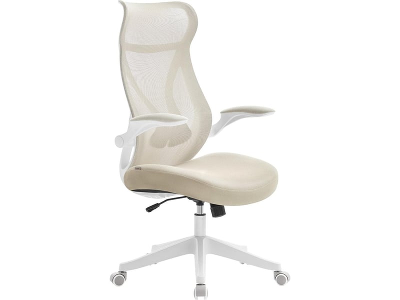  Chaise de bureau ergonomique réglable hauteur 71 x 71 x 119 cm assise confortable style moderne en polyester beige cappuccino 12_0011190  - Conforama A