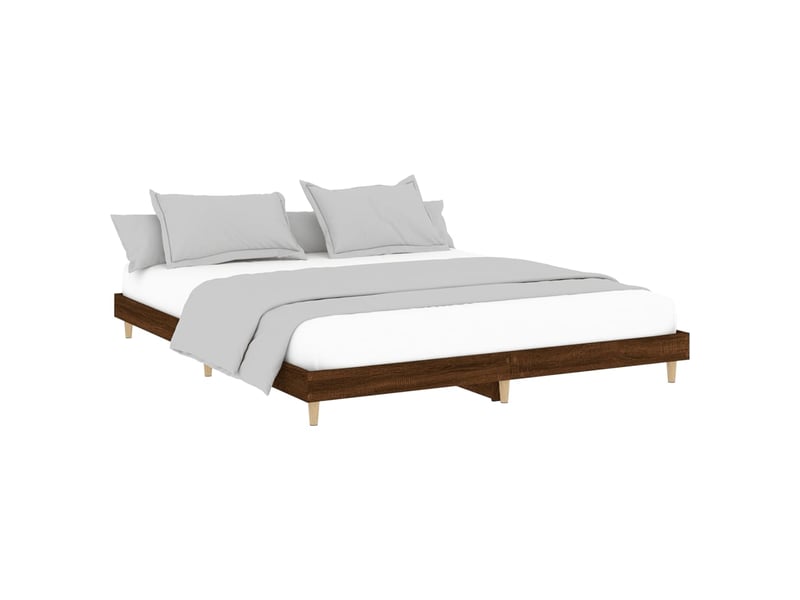  Lit double- lit adulte -  cadre de lit sans matelas chêne marron 200x200 cm  - Conforama B