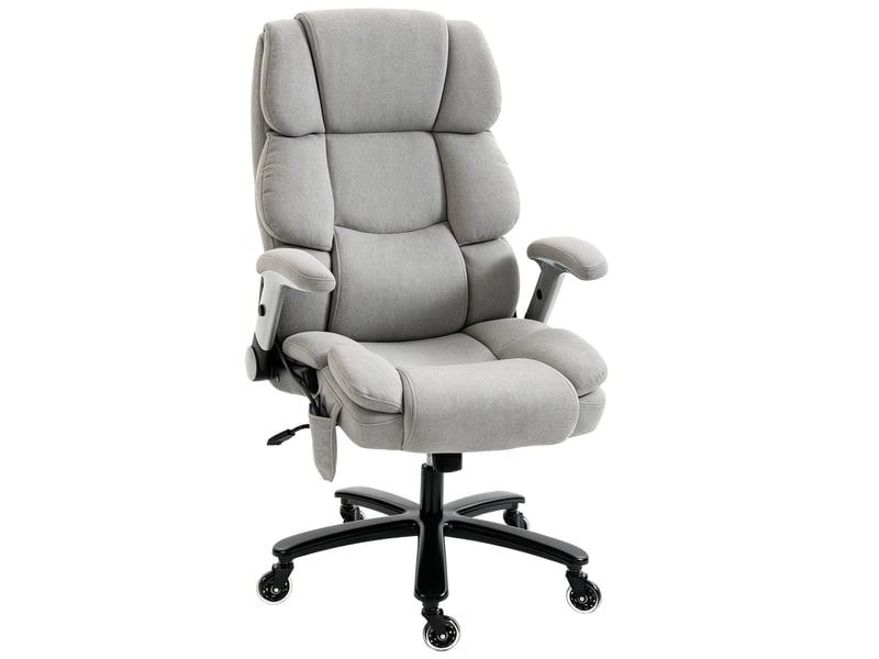  Chaise de bureau avec soutien lombaire pneumatique, accoudoirs relevables, ressorts ensachés, gris clair  - Conforama A