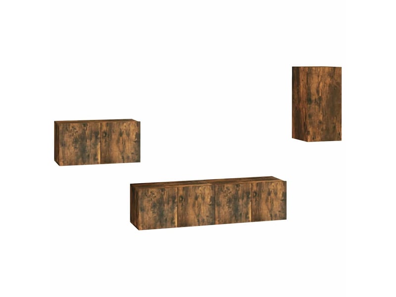  Ensemble de meubles tv 4 pcs chêne fumé bois d'ingénierie shl32233  - Conforama A