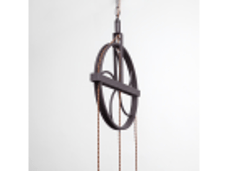  Suspension rustique ABRILA Rueca 3 lumières E27 marron, métal et corde, hauteur réglable 150-200 cm, Ø44 cm, design rouet 124693002 - Conforama D