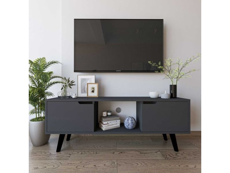 Meuble tv 2 portes en aggloméré siena anthracite  - Conforama E