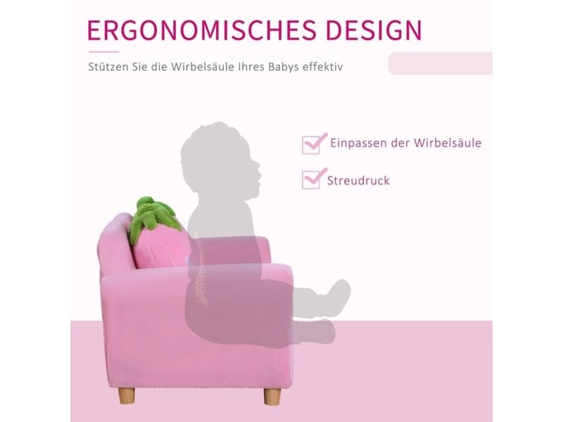  Canapé pour enfants - rose - 90x53x48 cm - 8.6 kg - design fraise - tissu respirant - bois robuste - construction légère CYQ-T3323P372566 - Conforama D