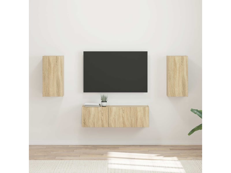  Ensemble de meuble tv - banc tv - meuble de rangement mural 4 pcs chêne sonoma bois d'ingénierie  - Conforama B