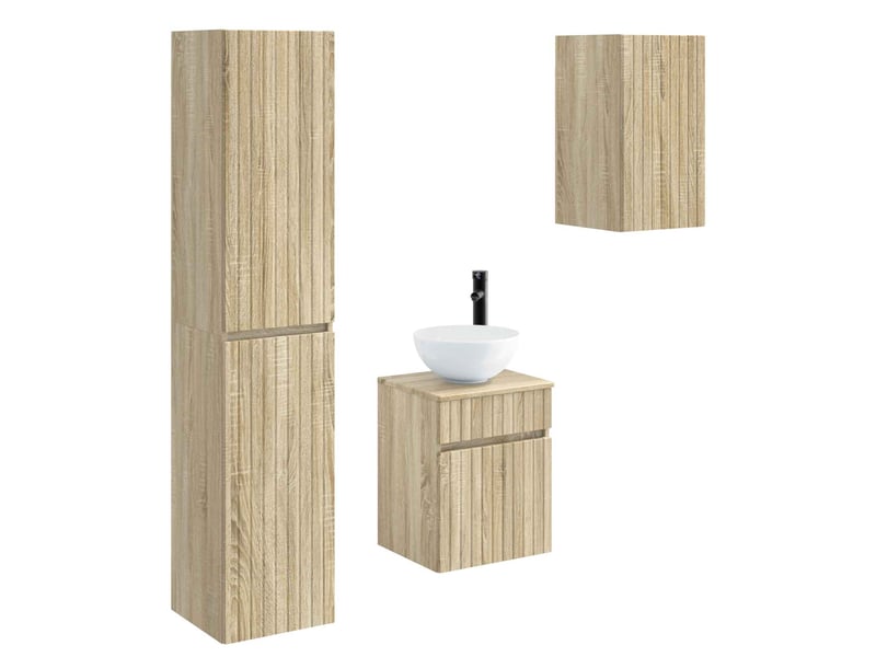  Ensemble de mobilier de salle de bain 3 pc chêne sonoma cf64375  - Conforama A