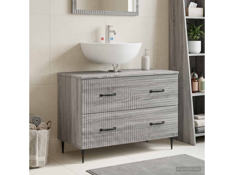  Meuble sous lavabo de salle de bain haarlem sonoma gris cf64899  - Conforama B