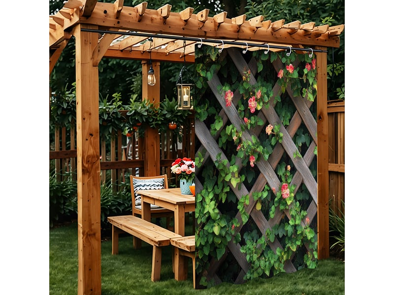  Rideaux d'extérieur imperméables, isolation thermique, occultants, pour tonnelle, pavillon, cabane, lot de 2, 180 x 213 cm  - Conforama D