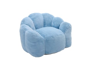 Fauteuil lotus 111x101x68 cm, assise adulte, tissu à poils courts, sans montage, facile à déplacer, bleu