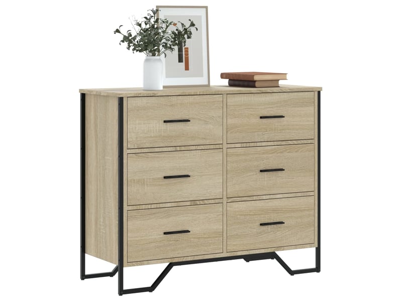  Commode chambre adulte, armoire à tiroirs chêne sonoma 91x35,5x74,5 cm bois d'ingénierie  - Conforama B