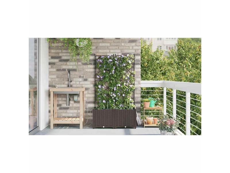  Jardinière - cache-pot de jardin 2 pcs marron 80 x 40 x 142 cm pp  - Conforama D