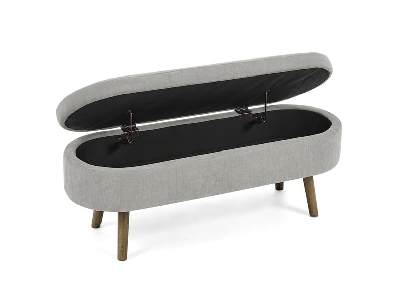  Banc de rangement gris 110 cm en tissu chenille, banc à chaussures pour entrée et salon  - Conforama A