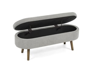 Banc de rangement gris 110 cm en tissu chenille, banc à chaussures pour entrée et salon