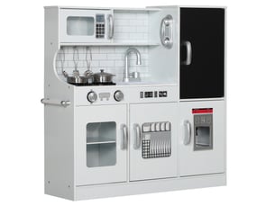 Cuisine enfant - jouet d'imitation cuisine multi-équipée - 5 accessoires acier inox - blanc