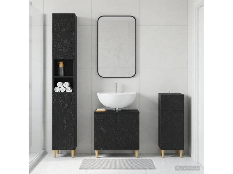  Ensemble de meuble de salle de bain 3 pièces delft noir cf63391  - Conforama B