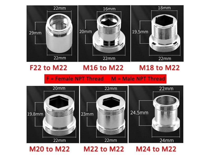  Lot de 2 adaptateurs de robinet en laiton, filetage mâle npt 22 mm, aérateur (m22 – m22)  - Conforama B