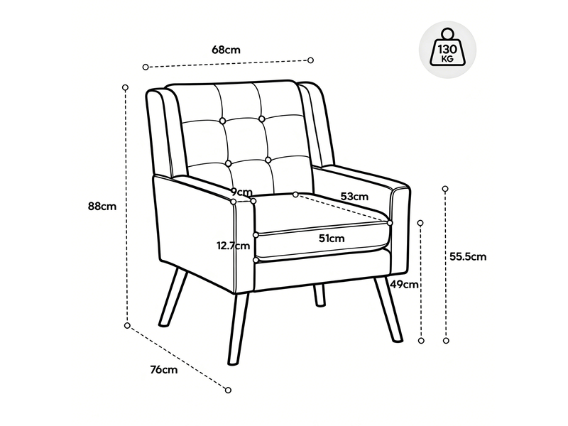  Lot de 2 fauteuils d'accent 1 place &amp; 2 places mousse haute densité pieds en bois vert rétro  - Conforama E