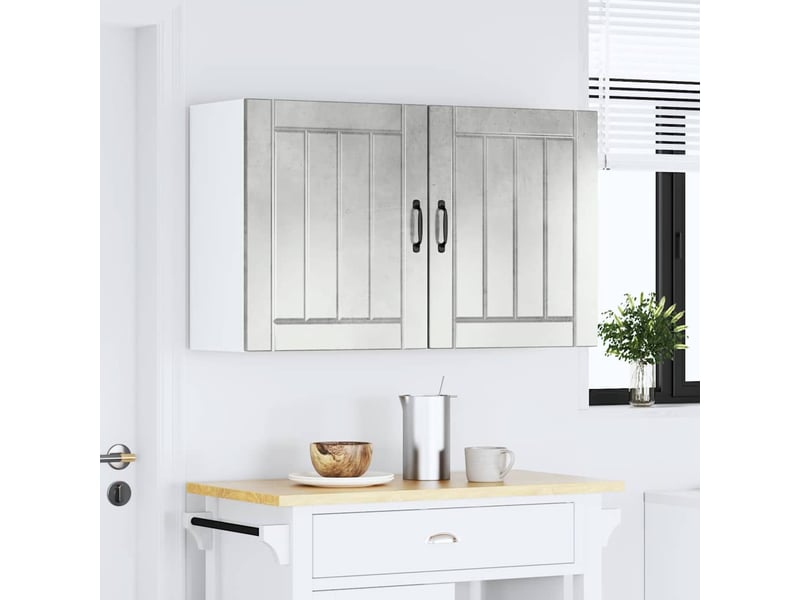  Meuble de rangement, armoires murales de cuisine lucca en bois d'ingénierie gris béton  - Conforama C