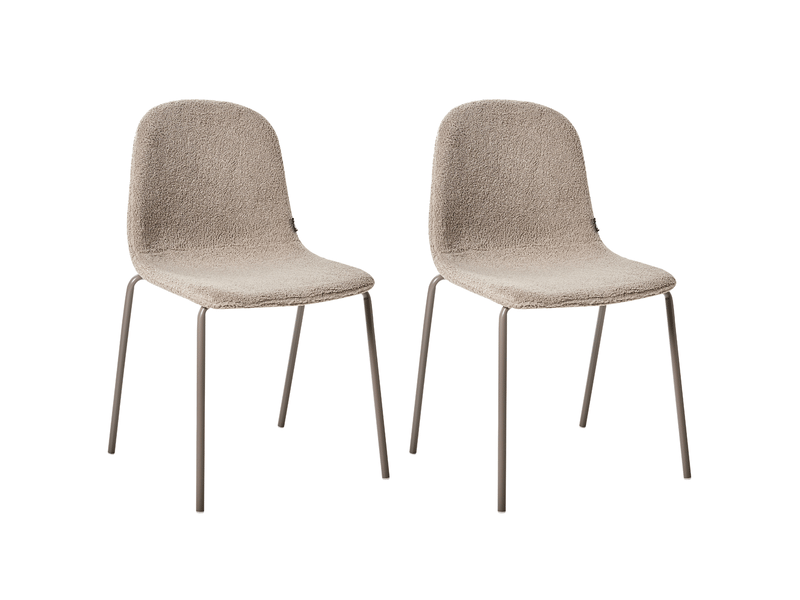  Lot de 2 chaises de conférence loma bouclé taupe  - Conforama D
