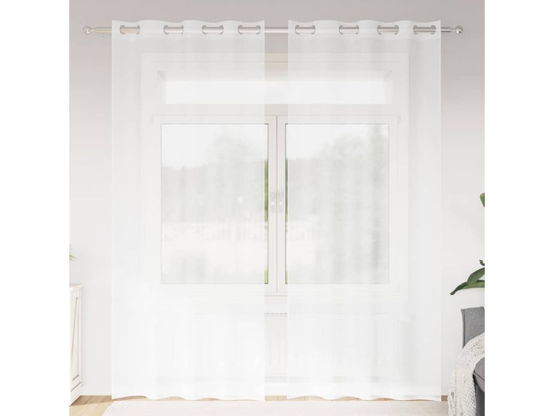  Lot de 2 rideaux en voile, voilage blanc 245 x 140 cm polyester cf43878  - Conforama B