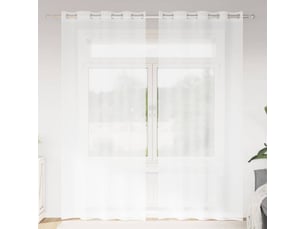 Lot de 2 rideaux en voile, voilage blanc 245 x 140 cm polyester cf43878