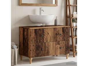 Meuble sous lavabo de salle de bain alkmaar bois ancien cf64800