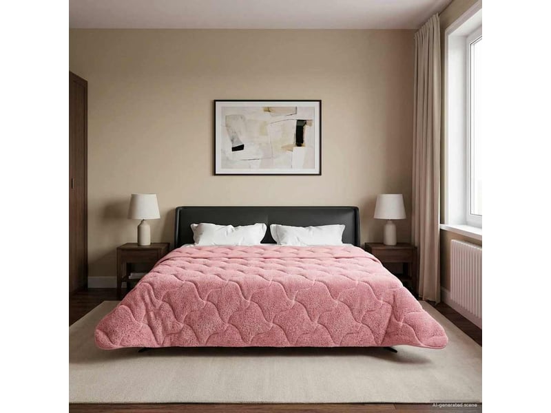  Duvet - couette complet toute l'année matelassé rose 220 x 260 cm  - Conforama D