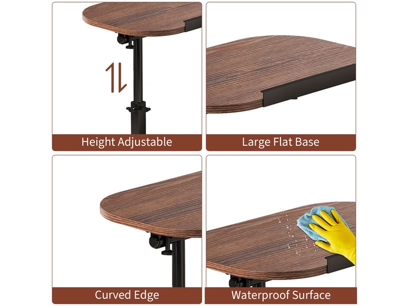  Table d'appoint jardin forme c, plateau pivotant 360° et hauteur réglable, canapé lit salon terrasse, métal stable, gain de place PPG_34BQ39CP - Conforama B