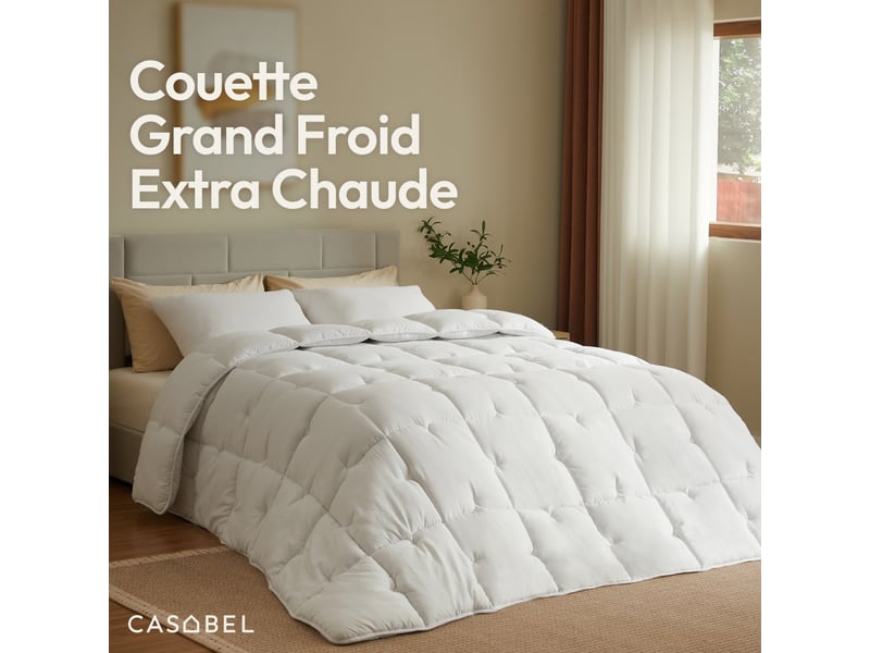  Casabel couette très chaude hiver, 700 gm², 135x200cm, piquage diamant, ultra confortable, 1 personne, blanc  - Conforama B